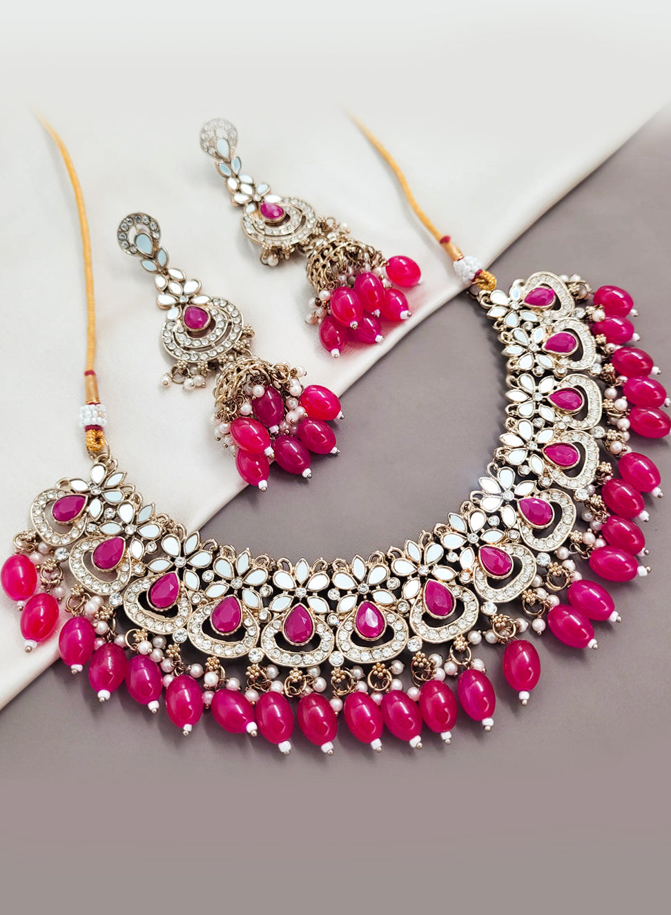 ANAYA PINK MIRROR PARTYWEAR NECKLACE