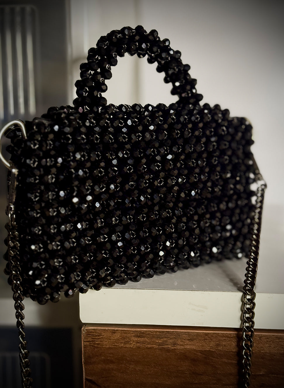 SLING BAG WITH BLACK BEADS