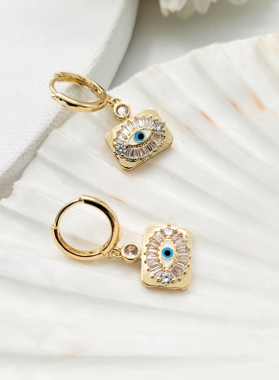 GOLDEN BLUE EYE BALI EARRINGS